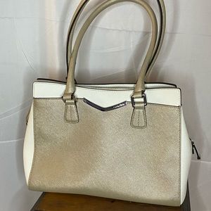 Champagne and white Calvin Klein handbag
